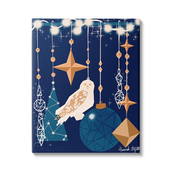 Stupell Industries Geometric Winter Owl byHannah Byatt 1 Piece Unframed Graphic Print Animal Poster Art Print 48 in. x 36 in.