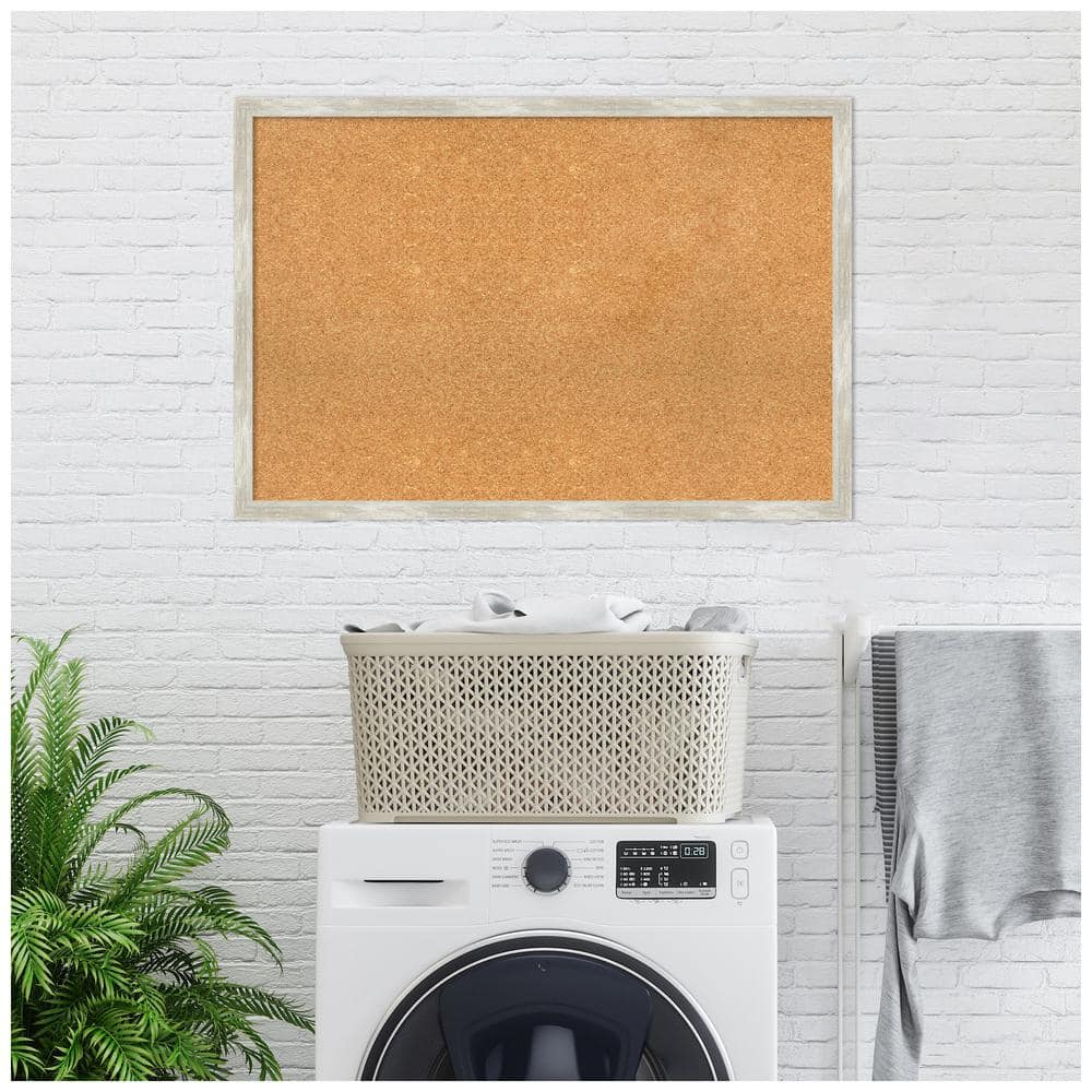 Natural Corkboard with Crackled Metallic Silver Frame