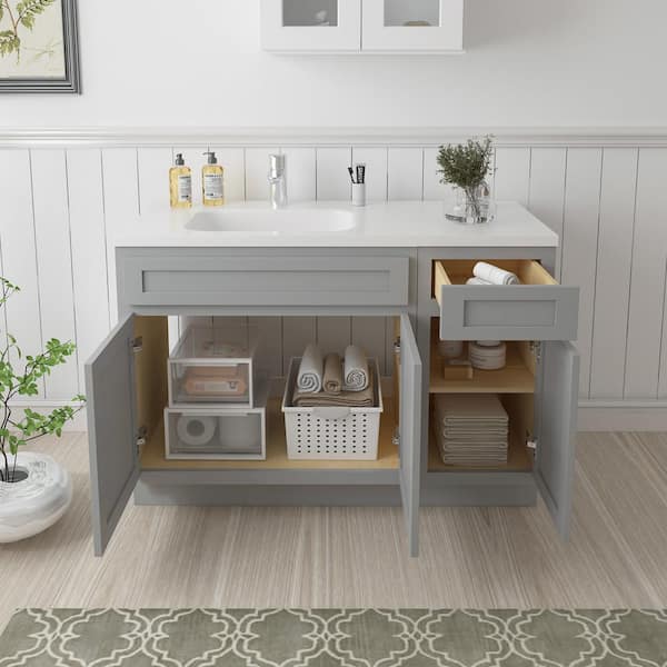 Vanity Art 51 in. W x 21 in. D x 32.5 in. H Bath Vanity Cabinet without Top in Gray