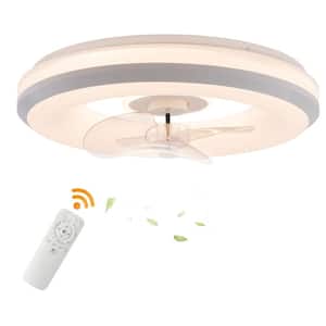18.5 in. Integrated LED Indoor White Modern Low Profile 6-Speed Ceiling Fan with Light and Remote