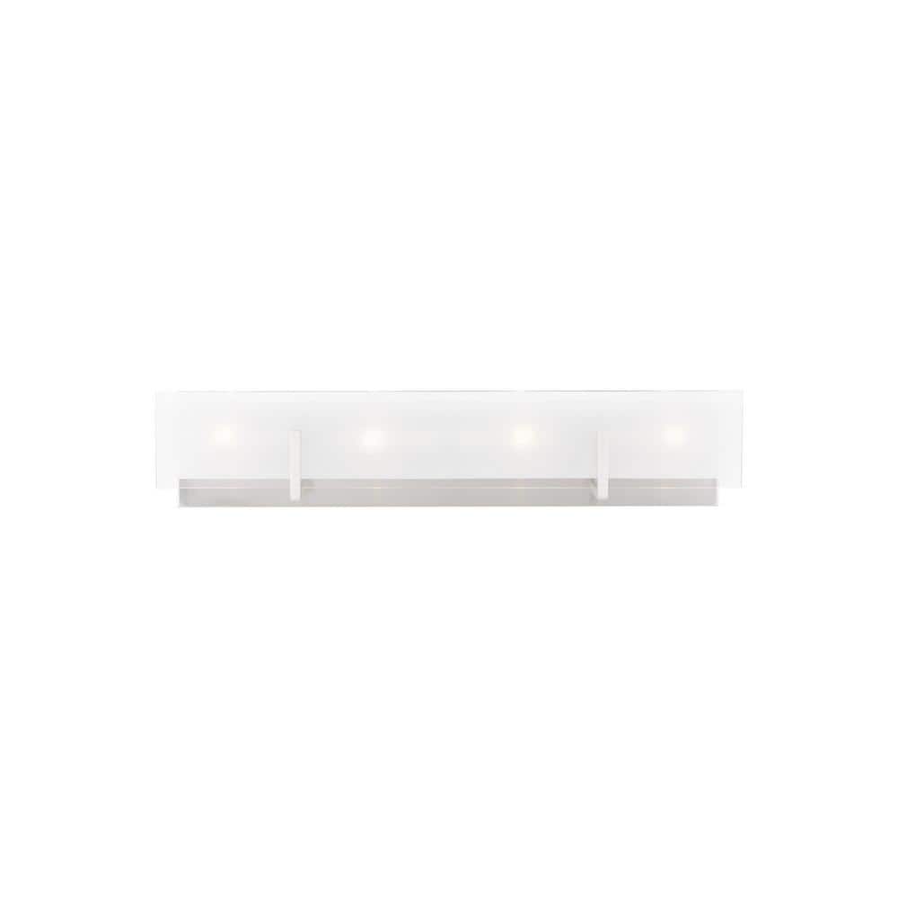 Syll 26 in. 4-Light Brushed Nickel Vanity Light with Clear Highlighted Satin Etched Glass Shade price history on PriceWatchPro