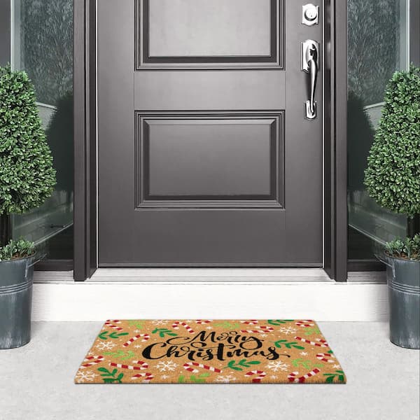 Candy Canes 18 in. x 30 in. Coir Doormat