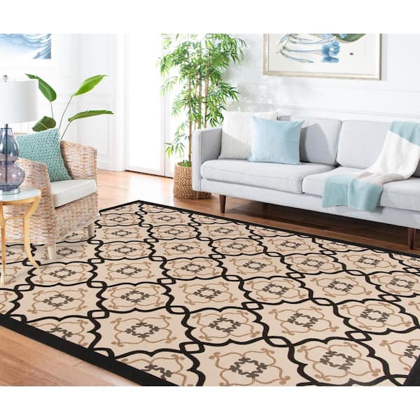 Martha Stewart Silhouette 7 ft. x 10 ft. Floral Indoor/Outdoor Patio  Area Rug