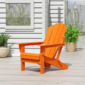 Addison Orange Folding Plastic Outdoor Adirondack Chair