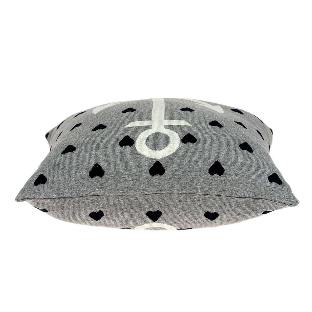 Gail Nautical Anchor Gray and White Cotton Throw Pillow
