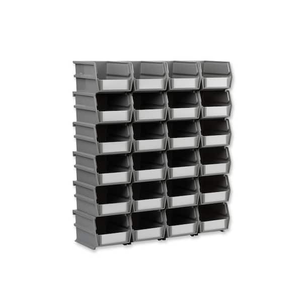 Triton Products LocBin 0.2-Gal. Stacking Hanging Interlocking Polypropylene Storage Bin in Gray