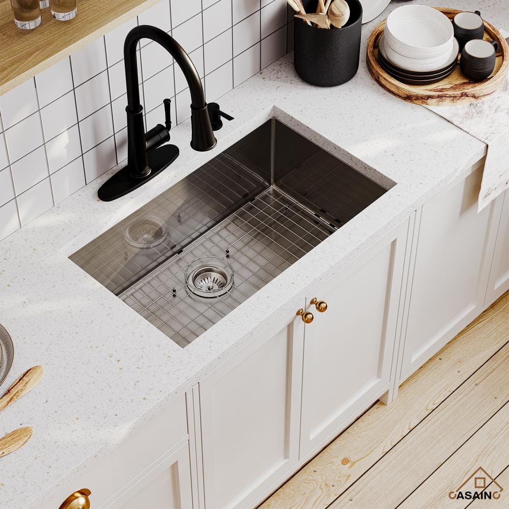 30" Stainless Steel Farmhouse Single Bowl Undermount Kitchen Sink