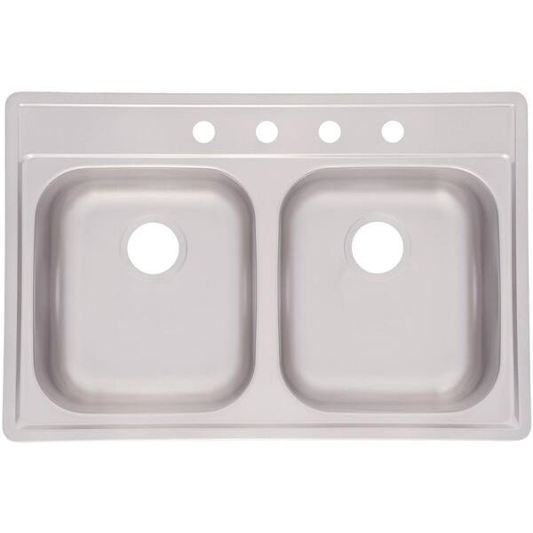 FrankeUSA Fhp Drop-In Stainless Steel 33 in. 4-Hole Double Bowl Kitchen Sink
