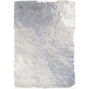 Astrid Ivory 5 ft. x 8 ft. Abstract Bamboo Silk and Wool Area Rug
