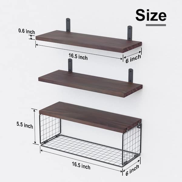 Floating Shelves Wall Mounted with Storage Basket and Protective