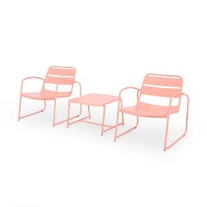 Cowan Matte Coral 3-Piece Metal Patio Conversation Seating Set