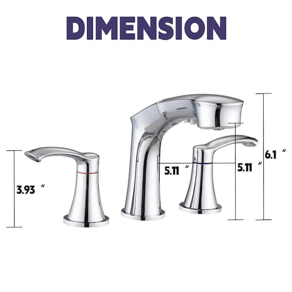 Tahanbath Titus Double Handle Wall Mounted Bathroom Faucet in Chrome