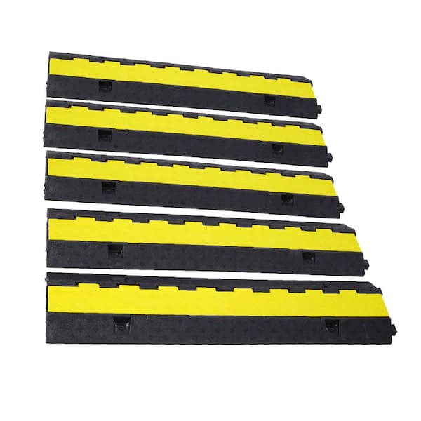 phyfalip 2-Channels Speed Bump Hump Cable Protector Ramp with 11000 lbs. Load Capacity, Protective Wire Cord Ramp (5-Packs)
