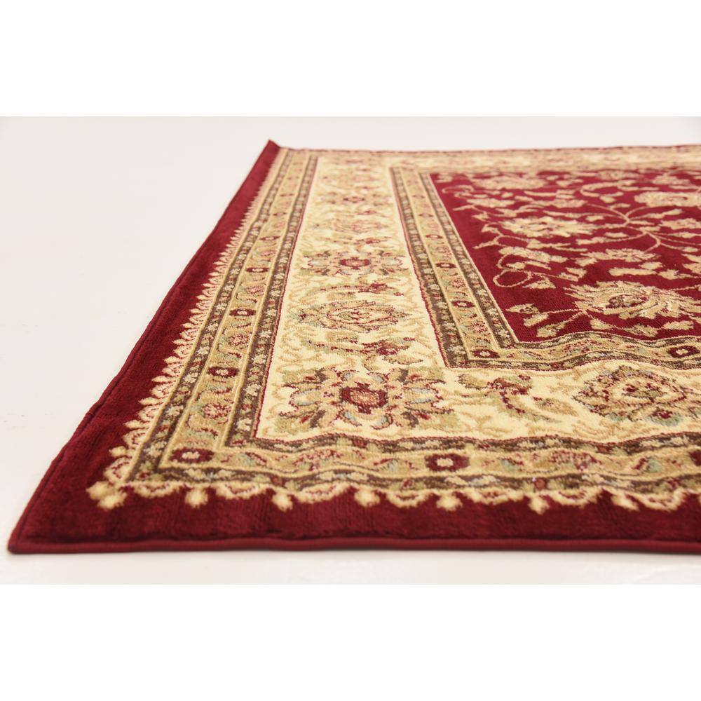 Elegant Red Square Synthetic Floral 8' Indoor Area Rug