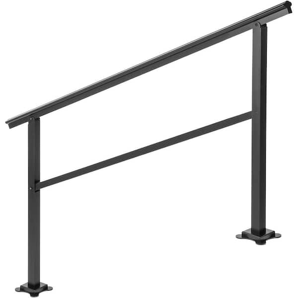 35 in. H x 60 in. W Black Outdoor Handrail 165 lbs. Load, Aluminum, 4-5 Steps, Adjustable 0-30°, Stair Railing Kit