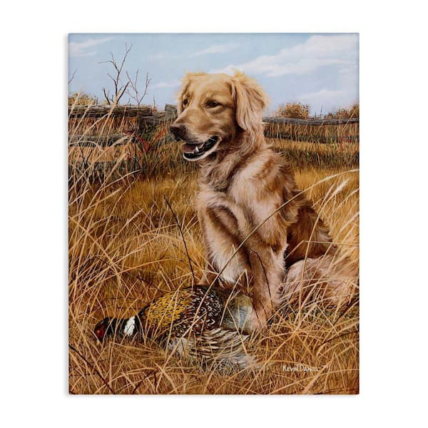 Stupell Industries Hunting Dog and Pheasant by Kevin Daniel Unframed Animal Graphic Art Print 20 in. x 16 in.
