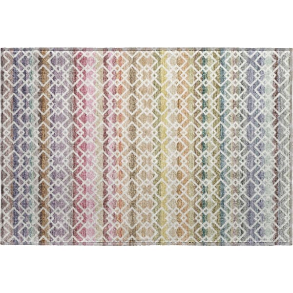 Mayfield Premium Machine Washable Abstract AMF2531 Ivory 2 ft. x 3 ft. Accent Rug