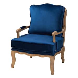 Jules Navy Blue and Oak Brown Arm Chair