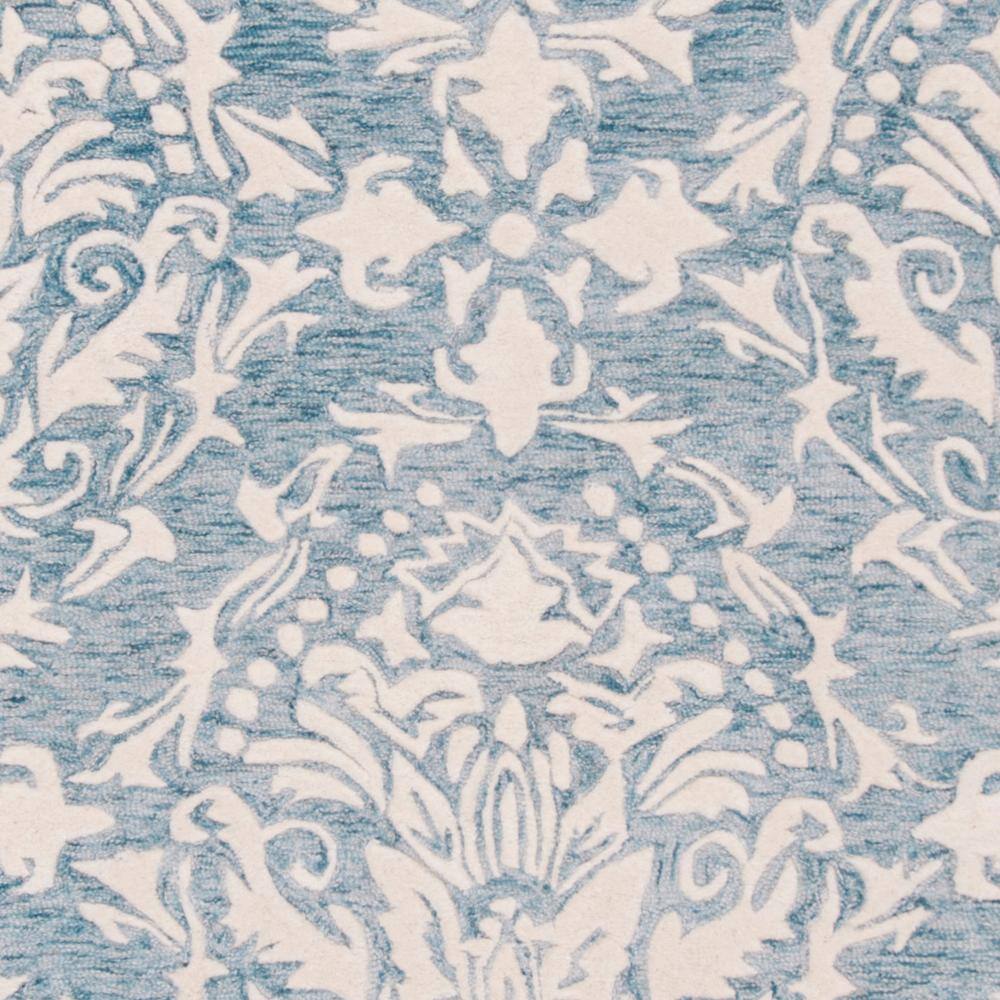 Handmade Tufted Floral Wool Area Rug Blue/Ivory 4' x 6'