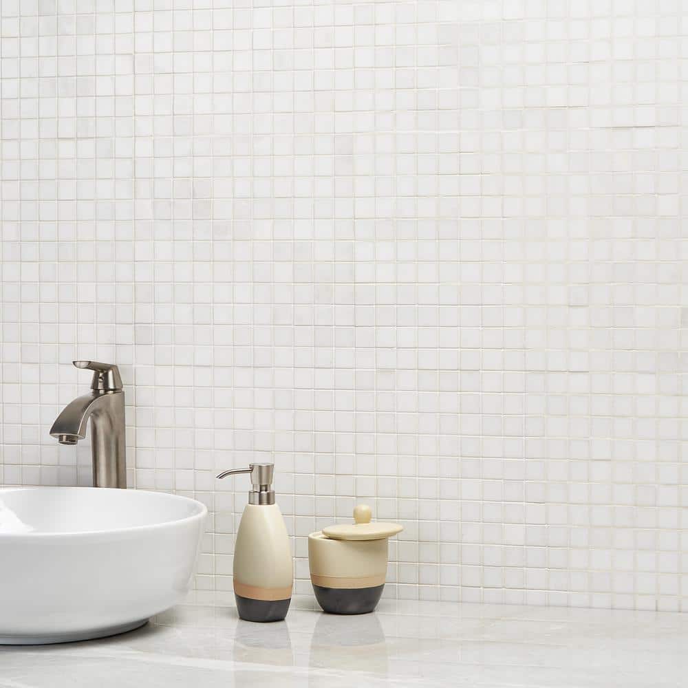 Thassos White 1x1 Polished Marble Mosaic Tile