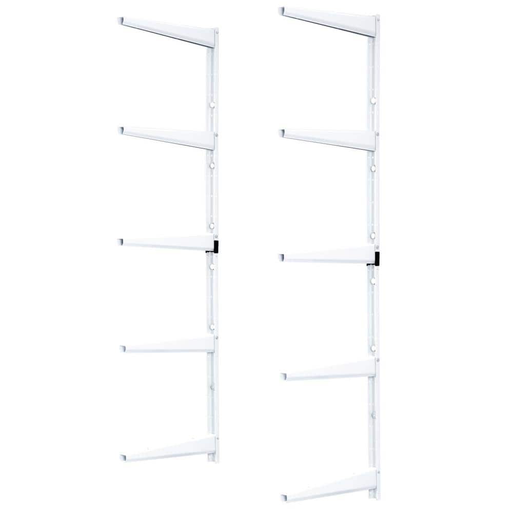 Delta 1.5 in. W x 12 in. D x 41 in. H White Heavy Duty Wall Rack, Holds 800 lbs., Adjustable 5-Tier Steel Garage Wall Shelf