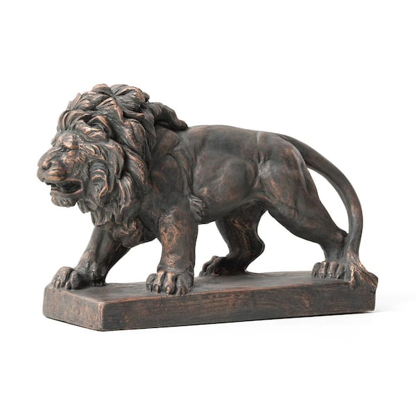 24.5 in. L MGO Bronze Walking Lion Garden Statue
