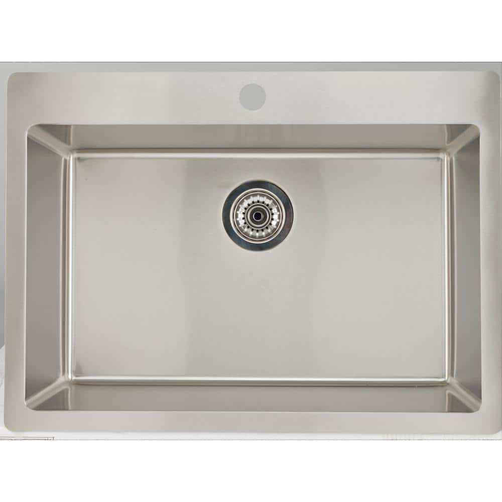 25 in. W x 22 in. D Chrome Undermount Laundry/Utility Sink with 1-Bowl and 
