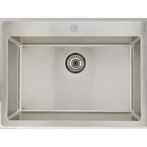 25 in. W x 22 in. D Chrome Undermount Laundry/Utility Sink with 1-Bowl and 16-Gauge 16GS-37001