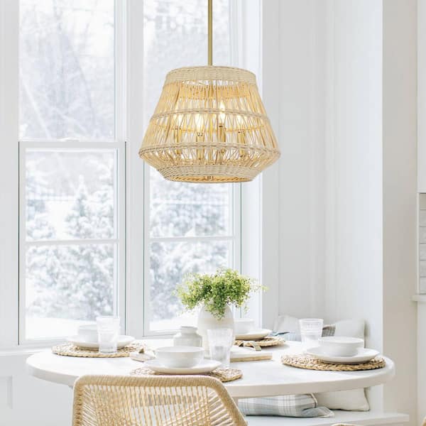Bonheur　0527 Prime Ray Selene 14 in. 4-Light Bohemian Geometric Rattan