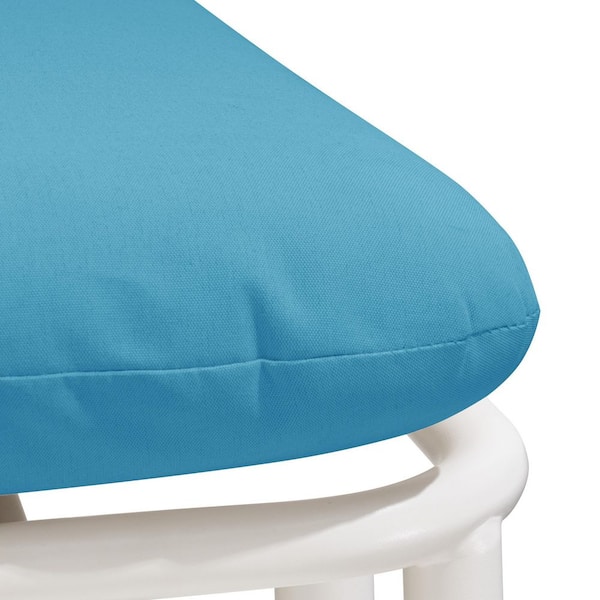 1-Piece Metal Outdoor Sectional Sofa Corner Chair with Blue Cushions and 2 Removable Armrests