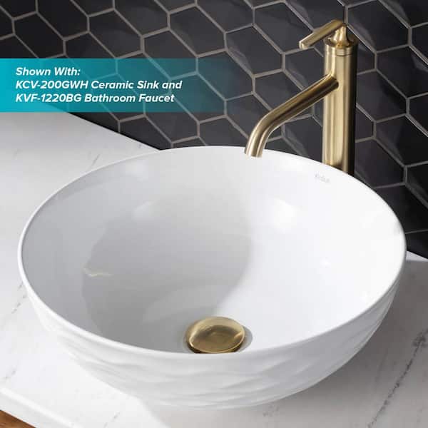 Kraus Brass 2 6 In Pop Up Drain For Bathroom Sink Without Overflow Brushed Gold Pu 10bg The Home Depot - Gold Bathroom Sink Pop Up Drain