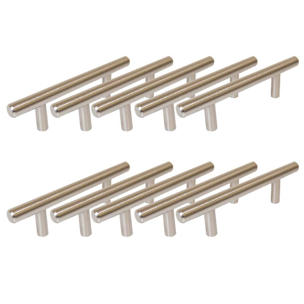 Stainless Steel Modern Bar Cabinet Pulls with Mounting Hardware, 8-Inch, 10-Pack