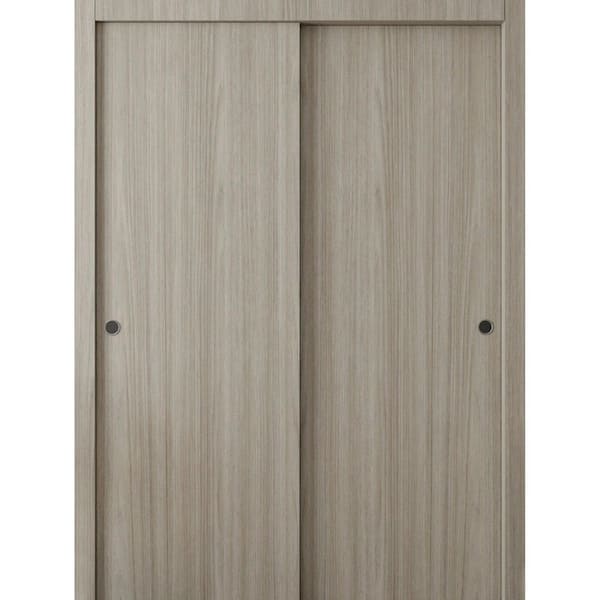 Assembly Required 3011 72 in. x 84 in. Reversible Oak Franko Color Solid Core Wood Sliding Door Kit with Separate Jamb