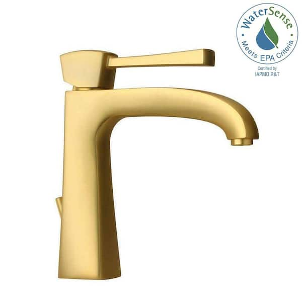 LaToscana Lady Single Hole 1-Handle Low-Arc Bathroom Faucet in Satin Gold