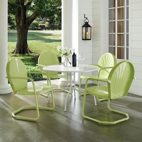 CROSLEY FURNITURE Griffith Key Lime 5-Piece Metal Round Outdoor