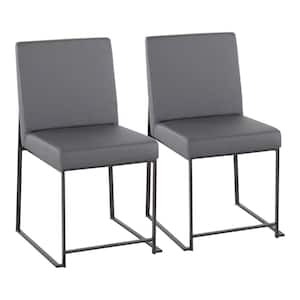 Fuji Grey Faux Leather and Black Steel High Back Dining Side Chair (Set of 2)