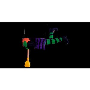 5 ft. Long Multicolor Polyester Indoor Outdoor Crashing Witch Stuck In Tree Hole Inflatable, Home Garden Seasonal Decor