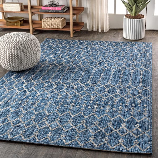 Jonathan Y Ourika Moroccan Navy Light, Light Gray And Navy Blue Area Rug