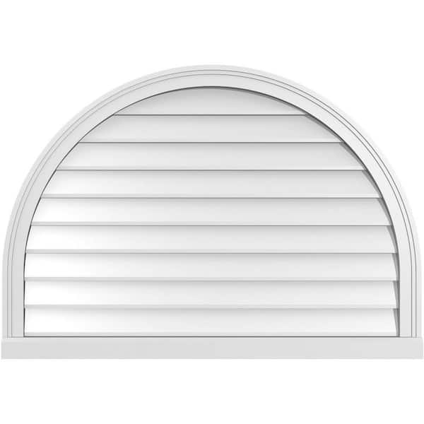 Ekena Millwork 40 in. x 28 in. Round Top White PVC Paintable Gable Louver Vent Non-Functional