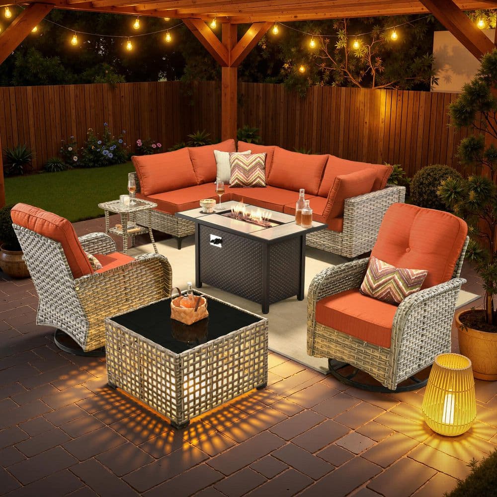 Caodoc Solvoc 9-Piece Wicker Outdoor Patio Conversation Set with