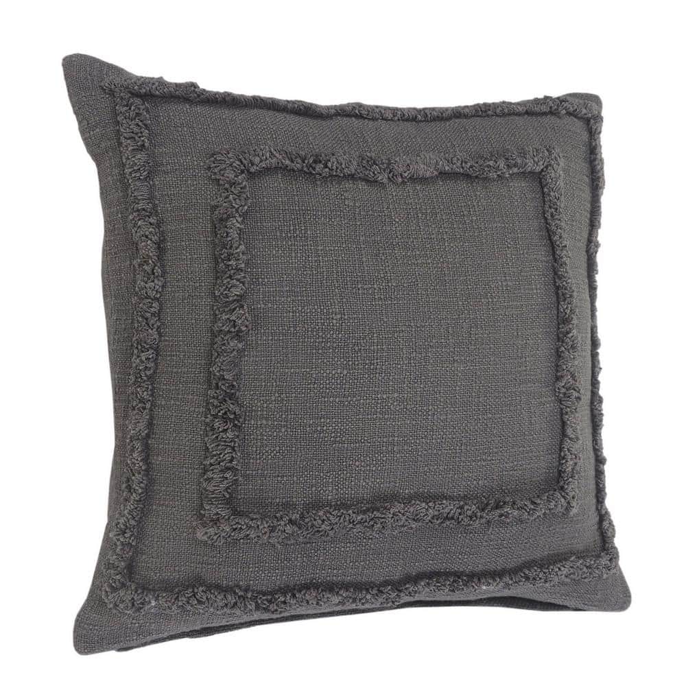 Gray Tufted Square Throw Pillow, 20" x 20"