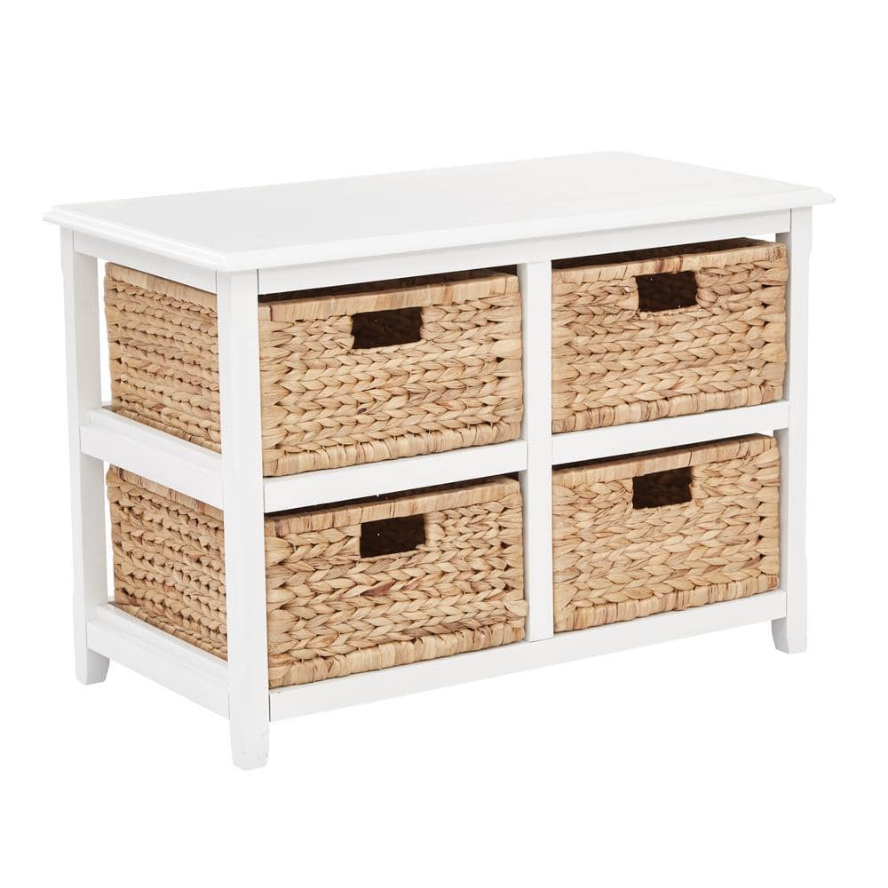 OSP Home Furnishings - Seabrook Two-Tier Storage Unit with Natural Baskets - White