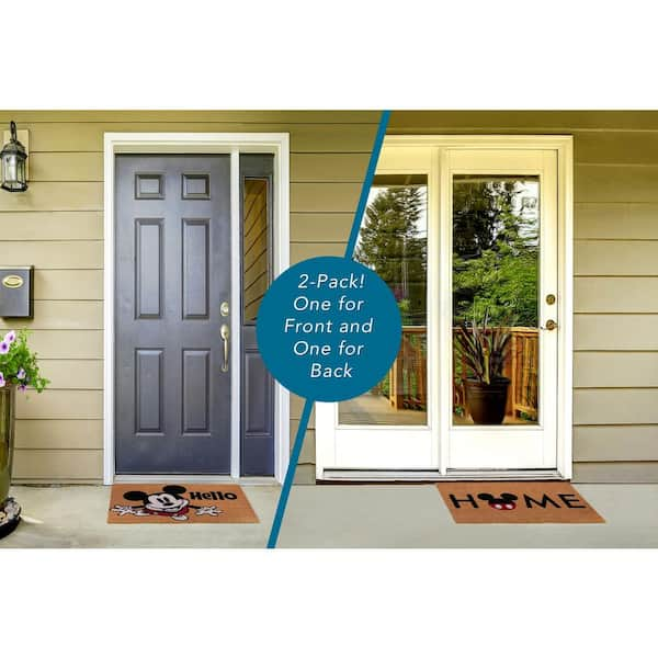 Mickey Mouse Home and Hello 20 in. x 34 in. Coir Door Mat (2-Pack)