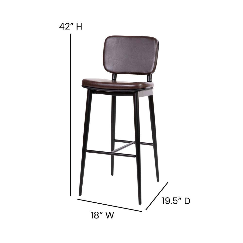 Brown Faux Leather and Metal Counter Stools, Set of 2