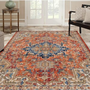 Howell Collection Red 8x10 Traditional Abstract Polypropylene Area Rug