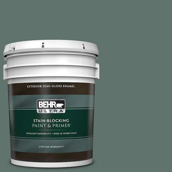 BEHR ULTRA 5 gal. #PPU12-17 Cameroon Green Semi-Gloss Enamel Exterior Paint & Primer
