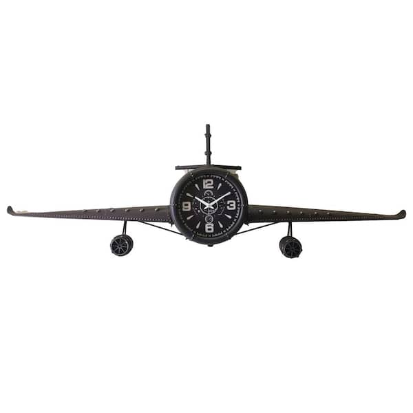 PETERSON ARTWARES Airplane Clock Metal Large Large Rustic Color