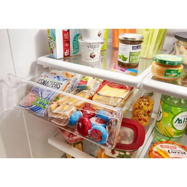 Whirlpool 22 Cu Ft Bottom Freezer Refrigerator In Fingerprint Resistant Black Stainless Wrb322dmhv The Home Depot