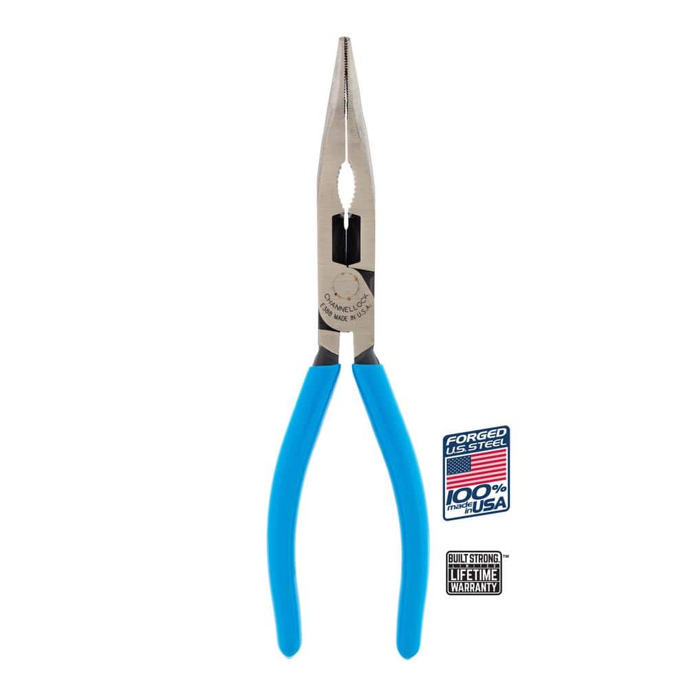 CHANNELLOCK XLT XLT Xtreme High Leverage 8-in Electrical Long Nose Pliers with Wire Cutter CHANNELLOCK XLT XLT Xtreme High Leverage 8-in Electrical Long Nose Pliers with Wire Cutter
