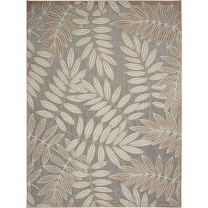 Aloha Natural 8 ft. x 11 ft. Floral Modern Indoor/Outdoor Area Rug